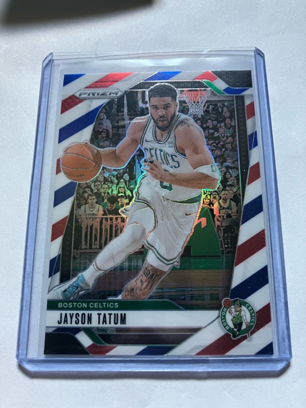 2024-25 Panini Jayson Tatum Red White Blue Prizm Boston Celtics Card NM+